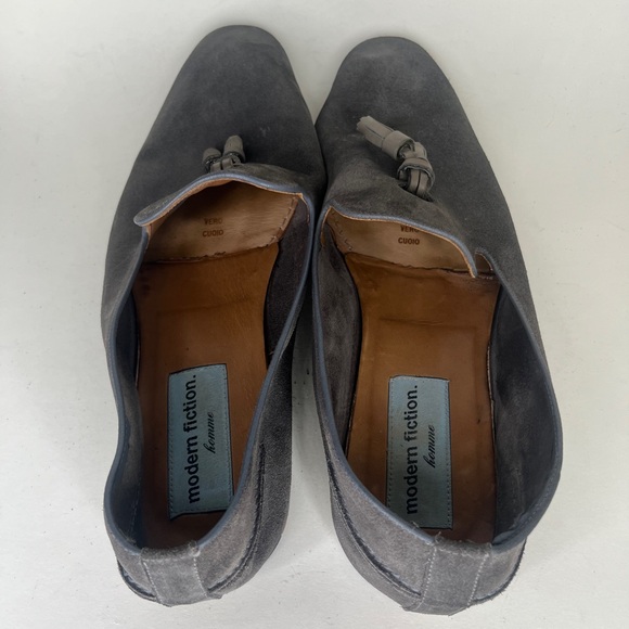 Modern Fiction Shoes Loafers Slip Ons Men Size 46 US 13 Gray Suede - Picture 10 of 16